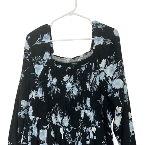Torrid Floral Print Peplum Top Womens Plus Size 3 Smocked Square Neck - Picture 8 of 13